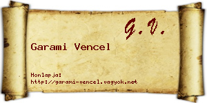 Garami Vencel névjegykártya